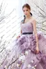 Sıradan Elbiseler Cazibe Straplez Çiçekler Tül Prom Dresse Güzel El Yapımı Çiçek Uzun Resmi Parti Elbise Ruffles Katmanlı Kabarık Pageant önlük