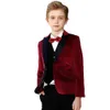 boys' Red Veet Suit Three Piece Set Jacket+Pants+Vest 2023 New Fi High-end Handsome Formal Ocns Clothing K7aw#