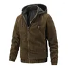 Vestes pour hommes hiver automne hommes veste streetwear velours côtelé coton décontracté couleur unie hommes sports d'extérieur à capuche mince manteau à fermeture éclair