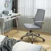 Chaise de bureau à dossier moyen avec soutien lombaire, petite chaise d'ordinateur en maille, gris