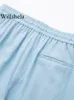 Willshela Mulheres Fi Solid Lace Up Plissado Calças Perna Larga Vintage Cintura Alta Elástica Feminina Chic Lady Calças M7fx #