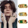 Retro Gemstone ring Inlaid Ring Light Luxury High Court Style Gold Index Finger Ins Fashion All-Match Jewelry Gift