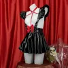 anime Maid Cosplay Costume Women Sexy Black Leather Hollow out Dr Sexy Lingerie Bunny Girl Nightwear Halen Party Clohtes G1rM#