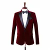 Retro Männer Anzugjacke für Freund Burdy Veet Dinner Blazer Hochzeit Bräutigam Slim Fit mit schwarzem Spitzenrevers Fi Coat 2024 k8mZ #