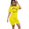 2024 Summer Femmes Deux pièces Ensemble Jogging Fitn T-shirt à manches courtes et shorts de sport Survêtement Daily Print Fi Costume décontracté U8FR #