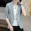 versma Korean Style Hollow Pink Mens Printed Blazers Jacket Coat Women Short Sleeve Blue Boys Suit Blazer Masculino Dropship b2Ch#