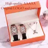 Alla hjärtans dag Tiktok Live Broadcast Square Lovers Quartz Belt Wine Barrel Full Diamond Men's and Women's Watch Set