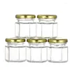 Bouteilles de stockage pots de miel en verre hexagonaux avec couvercles en or bouteille scellée cadeaux de retour de fête d'anniversaire de mariage 300 unités 45ml