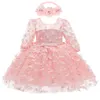 3 6 12 18 24 36 MÅNADER KLÄNNING Blommor Mesh Fashion Party Little Princess Baby Dress Christmas Födelsedag Kidskläder 240319