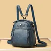 Backpack Style Shoulder Bags 2023 New Women Leather Backpacks Fashion School for Girls Multi-pocket Travel Backpack Multifunction Ladies H240328