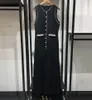 2024 Spring/Summer Sandro Pearl Decoration Round Neck Sleeveless Sticke Slim Fit Dress Long Dress