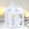 Envoltório de presente 50 pcs laser corte animal caixa de doces chocolate aniversário crianças favor embalagem com fita casamento de páscoa