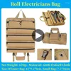 Förvaringspåsar multifunktion Portable Oxford Fabric Multi Pocket Hushållens bilverktyg Roll Pouch Hårdvarusats Electrician Handle Bag