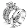 Wedding Rings Engagement Ring Stainless Steel Sets CZ Cubic Zircon Square And Round Ethnic Couple279Y