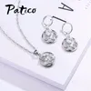 Necklace Earrings Set Top Quality Heart Love Pendant Wedding For Women 925 Sterling Silver Earring CZ Fashion