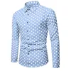 Summer Men's Butted Shirt Black and White LG Sleeve Lapel Polka Dot Daily Resort Wear Stylish, Casual and Bekväm F9JH#