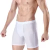 Cuecas masculinas shorts gelo seda legal conforto respirável malha longa perna breve viscose roupa interior para calças masculinas presente