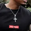 Baguette rotative coupée Bling AAAAA Cz Zircon cubique rappeur bijoux pendentif croix Hip Hop pour hommes