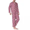 Startseite Bekleidung Niedlicher Ditsy-Blumen-Pyjama für Herren, Blumendruck, schöne tägliche Nachtwäsche, Herbst, 2-teilige Vintage-Pyjama-Sets mit übergroßer Grafik