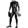 cosplay Uomini Cameriera Tuta PU Pelle lucida PVC Catsuit Laser Effetto bagnato Alta elasticità Body completo Body Shapers Corpo Bodystocking R14y #