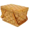 Baskets Outdoor Decor Wooden Picnic Basket Lidded Little Baskets Handles Storage Multipurpose Gifts