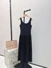 Womens Dress Fashion brand three color gather waist midi dresses