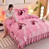 Beddengoed sets bloemen print ruche quilt cover set roze roos dekbedden kussencases prinses meisjes beddenkorrels home textiel