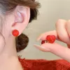 Stud Küpeler Minimalist kırmızı damla yağı aşk kalbi kadınlar için enfes tatlı hediye takı