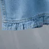 Pantalones cortos para mujer para usar cintura elástica Pantalones cortos de mujer Denim Longitud media Kawaii Cute Ruffle Rodilla Jeans Bermudas Medio al aire libre t2ZS #