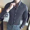 Camisas De Hombre Vêtements De Luxe Coréens Nouveau Lg Manches Rayées Chemises Sociales Pour Hommes Busin Casual Blouse Formelle Homme 5XL-M l9tz #