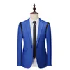 2023 New Men Patchwork Suit Jacket Green / Blue / Black Fi Men's Busin Leisure Single Breasted Blazers Slim Fit Coats S8Wi#