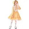 halen Children Cute Maid Cosplay Costume Holiday Party Beer Festival Yellow Checked Floral Dr Set Sweet Stage Clothing q5na#