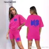 Women Tracksuits Two Pieces Set Designer 2024 New Top Fashion Letter Foam Printing T-shirt Tight Sports Split Pants Set 5 Colours