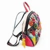 Moda emenda lingge bolsa feminina retro flor retalhos cor bolsa de ombro mochilas 040124