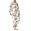 Home Kleding Pyjamasets met schattig flamingopatroon Herfst Tropische dierenprint Romantische dagelijkse nachtkleding Tweedelige oversized nachtkleding voor heren