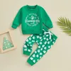 Clothing Sets Baby Irish Day Outfits Long Sleeve Letter Print Sweatshirt Tops Pants Set Toddler Boys St. Patrick 's 2Pcs Clothes