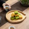 Tea Trays Bamboo Round Tray Cake Accessories Service Plate For