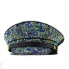 Bérets de luxe pour femmes et hommes, chapeau militaire en diamant, casquette d'officier allemand, casquette de l'armée noire, Cosplay Halloween 56-58CM