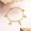 Braccialetti con ciondoli 21 cm Bracciale con pendente a conchiglia per donne Bambini Ragazze Catena color oro Charms fai da te Catene per cavigliere Gioielli Regalo La sua goccia Deliv Dhcwa