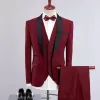 3 pièces costumes Fi nouveaux hommes Casual Boutique Busin costume / mâle couleur correspondant col Blazer veste manteau pantalon gilet ensemble g89R #