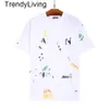 Nouveau 24SS Mens Designer T-shirt Casual Femmes Encre Peinte Splash Graffiti Lettres Lâche À Manches Courtes Col Rond Vêtements Femmes Hommes Lavins Tshirt