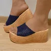 Chinelos Knot Wedges Moda Roman Womens Toe Open Beach Sandálias Sapatos Mulheres