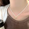 Colares de pingente elegante branco imitação pérola colar para mulheres cristal coração dourado doce festa jóias collier femme gota de otmhs