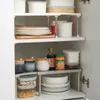 Hooks Kitchen Dractable Storage Cabinet Layered Partition Dish Rack