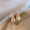 Charm Irregular Inlaid Rhinestone Earrings for Women Simple Fashion Pearl Studs Personality Vintage Stud Earring Wholesale Jewelry Y240328