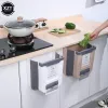 Boxes Kitchen Wallmounted Folding Trash Can Household Cabinet Hanging Storage Trash Basket Creative Classification Hanging Trash Can