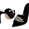 Summer rhinestone high heeled sandals with pointed thin heels and black high heels simple and fashionable to wear with just one step gwerzxz