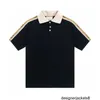Designer G Family Classic Reflective Ribbon Lapel Kort ärm Double G Interlocking Men's Business and Casual Polo Shirt Simple Tee 8see