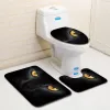 Mats Bath Mat Set Domineering Animal Cat Toilet Threepiece Floor Mat Door Mat Carpet Nonslip Toilet Seat Cover Bathroom Decoration