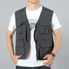 6xl Summer Ny utomhusväst män Utility Tactical Multi-Pocket Vest Techwear Outdoor vandring Fiskefotografering Safari Cargo Vest A528#